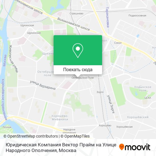 Карта Юридическая Компания Вектор Прайм на Улице Народного Ополчения