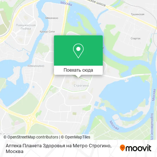 Карта Аптека Планета Здоровья на Метро Строгино