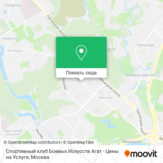 Карта Спортивный клуб Боевых Искусств Агат - Цены на Услуги