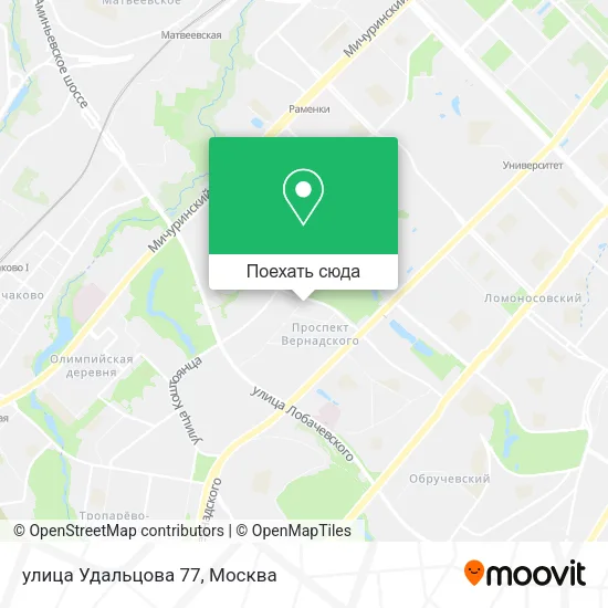 Карта улица Удальцова 77