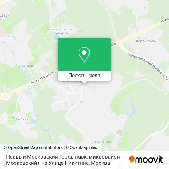Карта Первый Московский Город-парк, микрорайон Московский+ на Улице Никитина