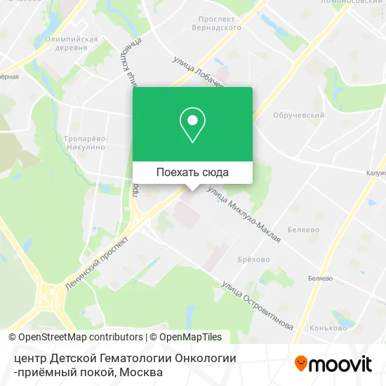 Карта центр Детской Гематологии Онкологии -приёмный покой