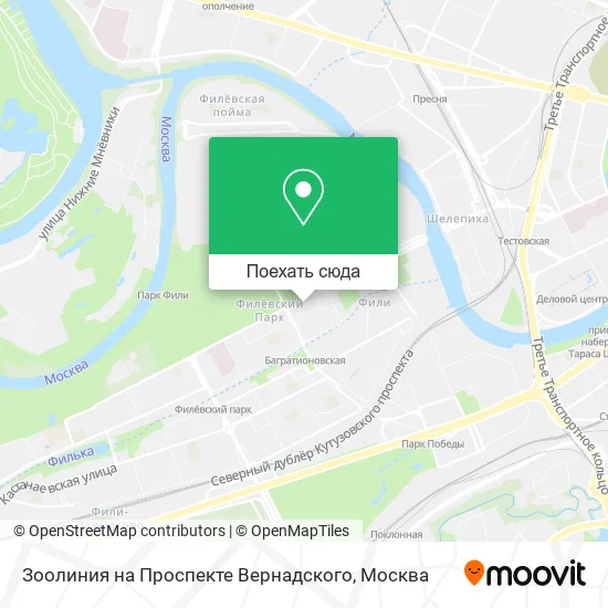 Карта Зоолиния на Проспекте Вернадского