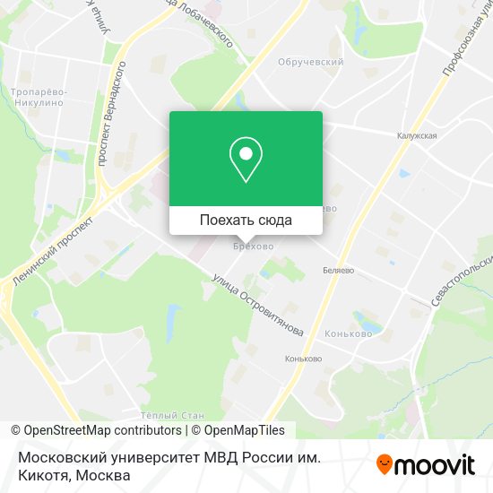 Карта Московский университет МВД России им. Кикотя