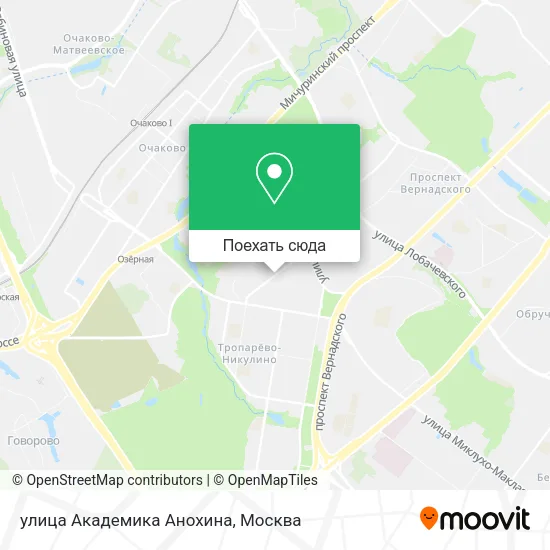 Карта улица Академика Анохина