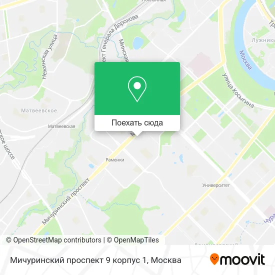 Карта Мичуринский проспект 9 корпус 1