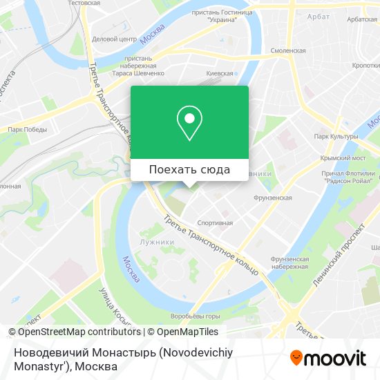 Новодевичий монастырь в москве на карте москвы схема метро