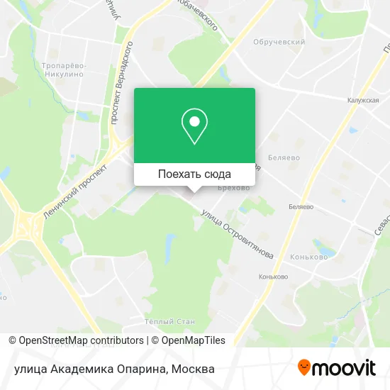 Карта улица Академика Опарина