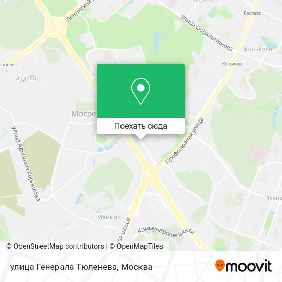 Карта улица Генерала Тюленева