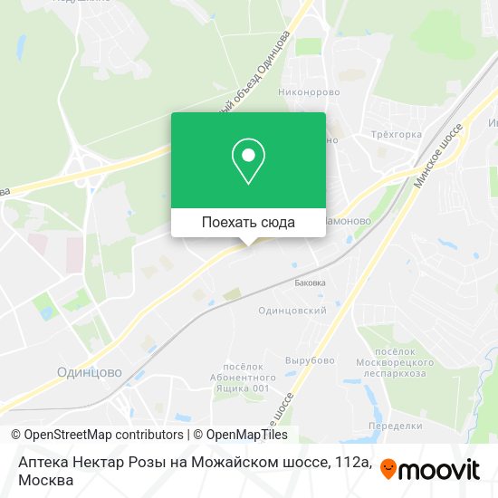 Карта Аптека Нектар Розы на Можайском шоссе, 112а