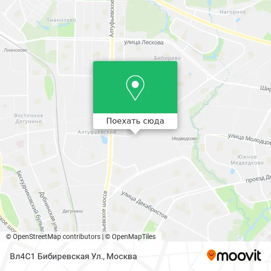 Карта Вл4С1 Бибиревская Ул.