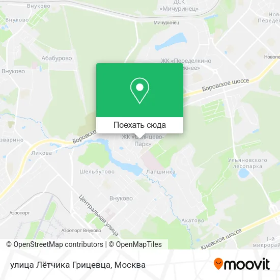 Карта улица Лётчика Грицевца