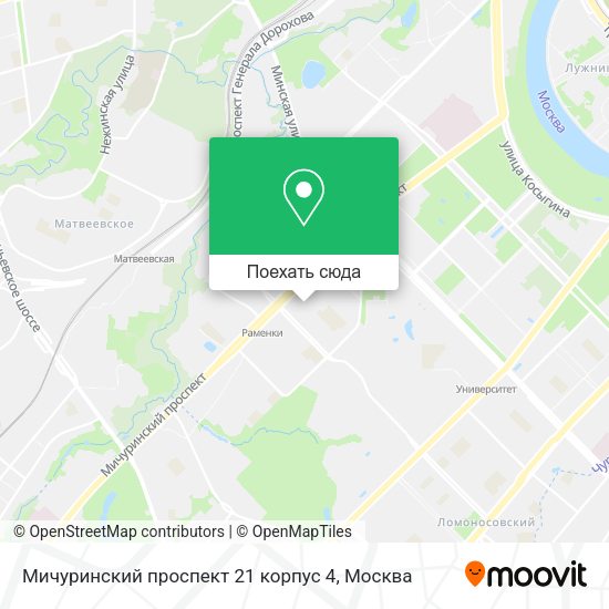 Карта Мичуринский проспект 21 корпус 4