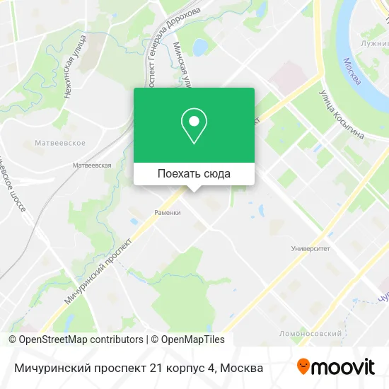 Карта Мичуринский проспект 21 корпус 4