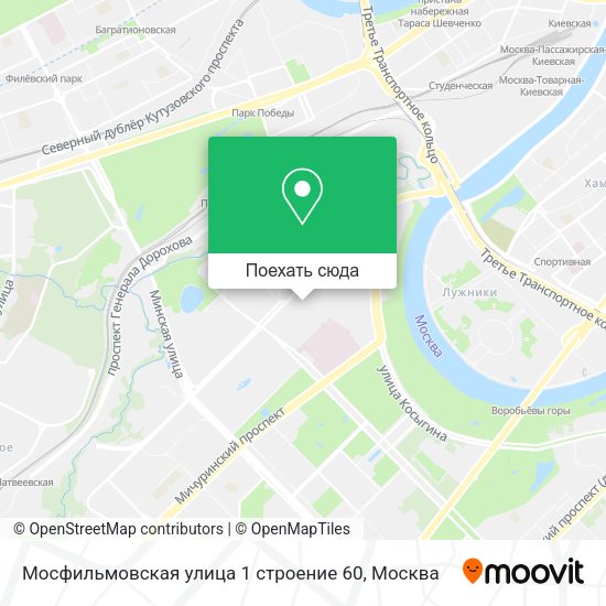 Карта Мосфильмовская улица 1 строение 60
