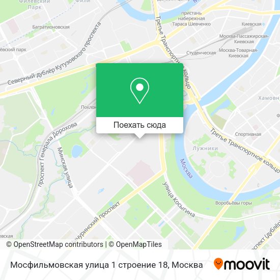 Карта Мосфильмовская улица 1 строение 18