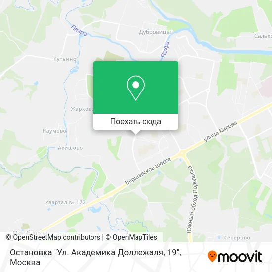 Карта Остановка "Ул. Академика Доллежаля, 19"