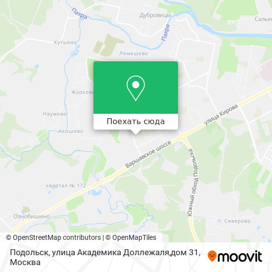 Карта Подольск, улица Академика Доллежаля,дом 31