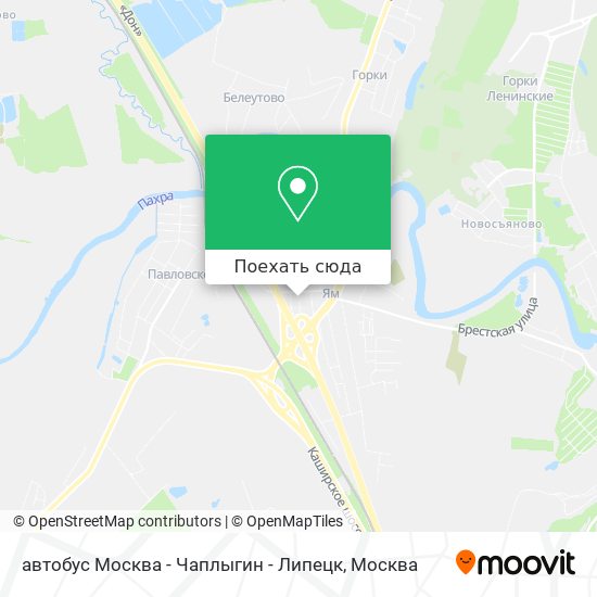 Карта автобус Москва - Чаплыгин - Липецк