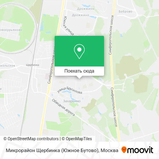 Карта Микрорайон Щербинка (Южное Бутово)
