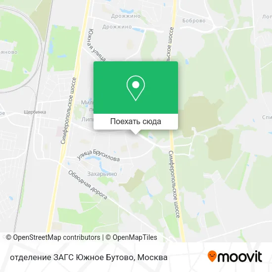 Карта отделение ЗАГС Южное Бутово