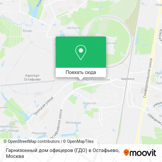 Карта Гарнизонный дом офицеров (ГДО) в Остафьево