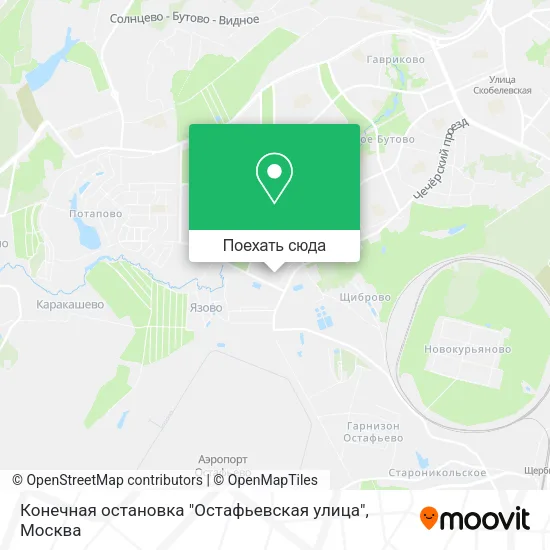 Карта Конечная остановка "Остафьевская улица"