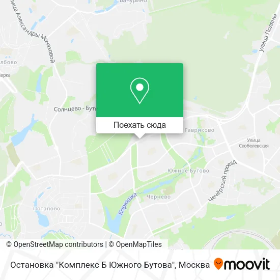 Карта Остановка "Комплекс Б Южного Бутова"