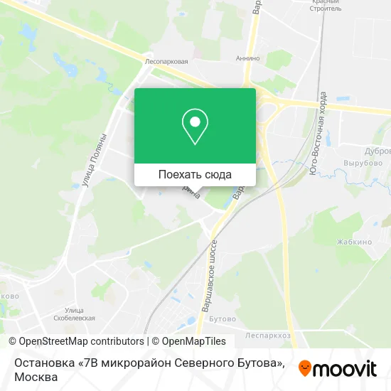 Карта Остановка «7В микрорайон Северного Бутова»