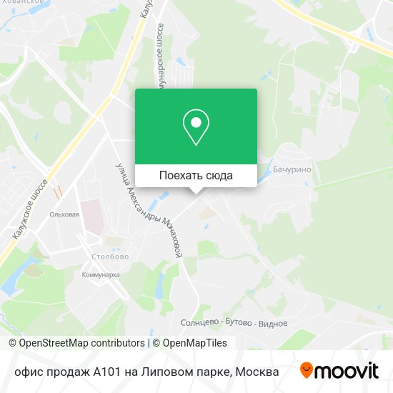 Карта офис продаж А101 на Липовом парке