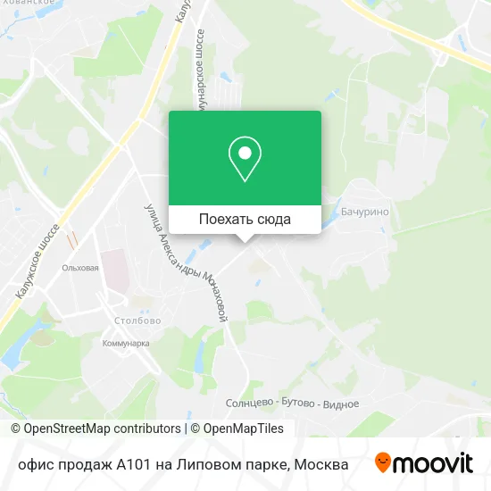 Карта офис продаж А101 на Липовом парке