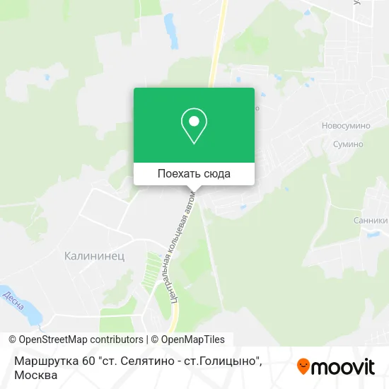 Карта Маршрутка 60 "ст. Селятино - ст.Голицыно"