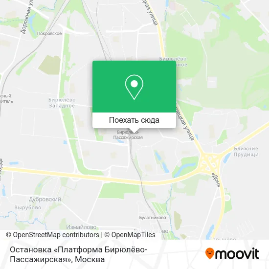 Карта Остановка «Платформа Бирюлёво-Пассажирская»