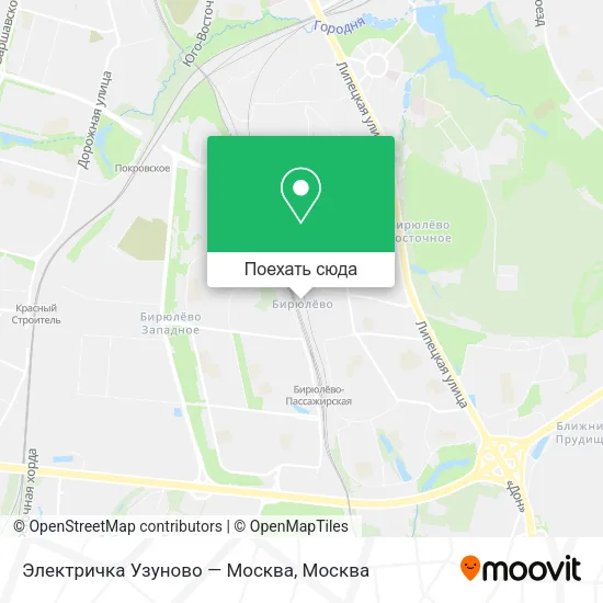 Карта Электричка Узуново — Москва