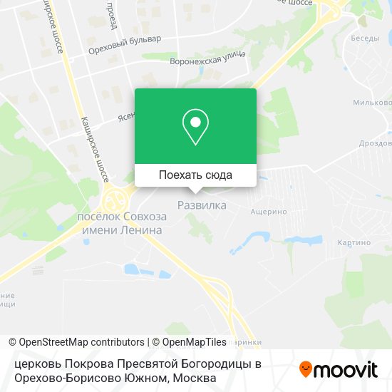 Карта церковь Покрова Пресвятой Богородицы в Орехово-Борисово Южном