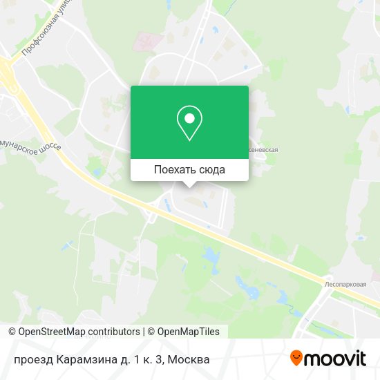 Карта проезд Карамзина д. 1 к. 3