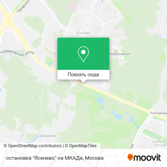 Карта остановка "Ясенево" на МКАДе