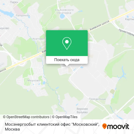 Карта Мосэнергосбыт клиентский офис "Московский"