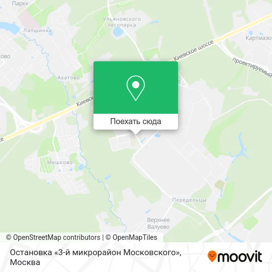 Карта Остановка «3-й микрорайон Московского»
