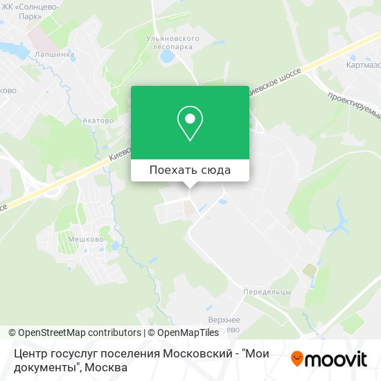 Карта Центр госуслуг поселения Московский - "Мои документы"