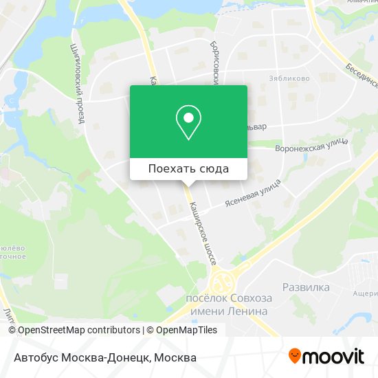 Карта Автобус Москва-Донецк