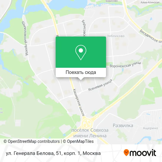 Карта ул. Генерала Белова, 51, корп. 1