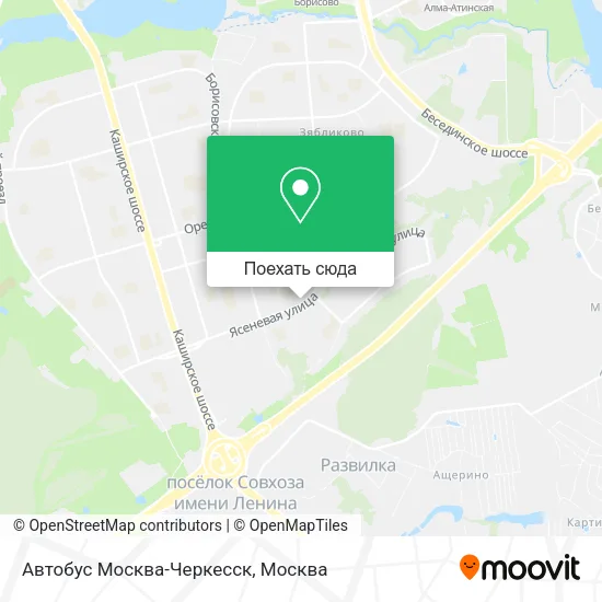 Карта Автобус Москва-Черкесск