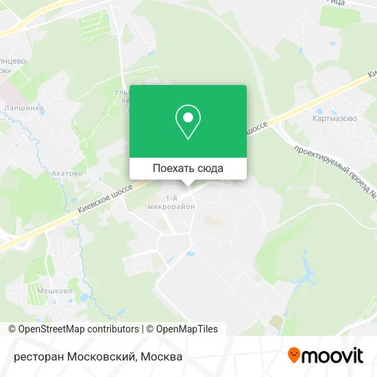 Карта ресторан Московский