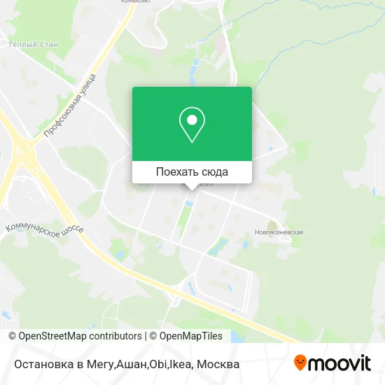 Карта Остановка в Мегу,Ашан,Obi,Ikea