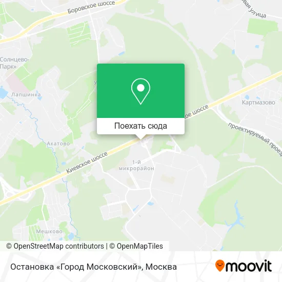 Карта Остановка «Город Московский»