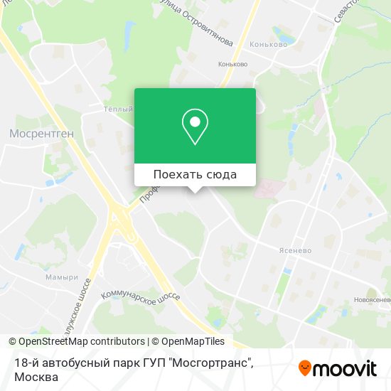 Карта 18-й автобусный парк ГУП "Мосгортранс"