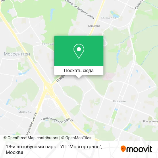 Карта 18-й автобусный парк ГУП "Мосгортранс"