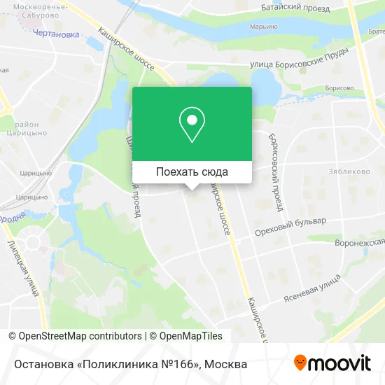 Карта Остановка «Поликлиника №166»