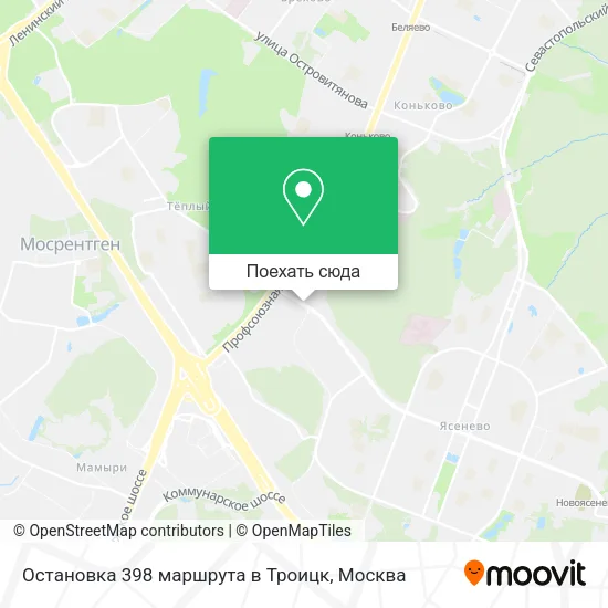 Карта Остановка 398 маршрута в Троицк